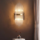 Modern brass fluted glass shade wall sconce bedroom light