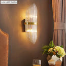 Modern brass fluted glass shade wall sconce bedroom light