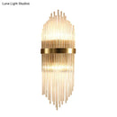 Modern brass fluted glass shade wall sconce bedroom light