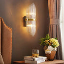 Modern brass fluted glass shade wall sconce bedroom light