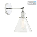 Modern brass funnel glass wall lamp for bedroom lighting