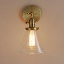 Modern brass funnel glass wall lamp for bedroom lighting