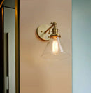 Modern brass funnel glass wall lamp for bedroom lighting