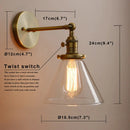 Modern brass funnel glass wall lamp for bedroom lighting