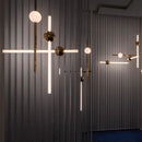 Modern brass geometric glass pendant lights for dining room