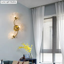 Modern brass ginkgo leaves wall light bedroom glass sconce