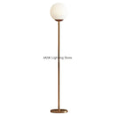 Modern brass glass ball floor lamp for bedroom and study