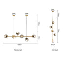 Modern brass glass ball led chandelier dining room pendant light
