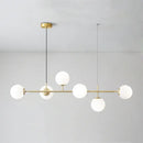 Modern brass glass ball led pendant light living room 5 globe shades