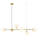 Modern brass glass ball led pendant light living room 5 globe shades