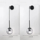 Modern brass glass ball led wall light bedroom sconce
