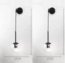 Modern brass glass ball led wall light bedroom sconce