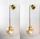 Modern brass glass ball led wall light bedroom sconce