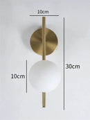 Modern brass glass ball led wall light bedroom sconce