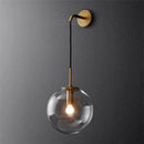 Modern brass glass ball led wall light bedroom sconce