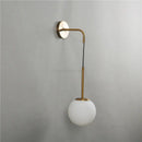 Modern brass glass ball led wall light bedroom sconce
