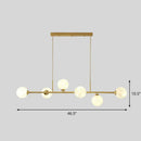 Modern brass glass ball linear pendant light for dining room