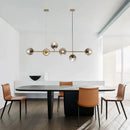 Modern brass glass ball metal pendant light kitchen bar 5 globe