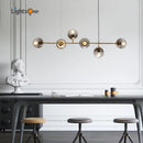 Modern brass glass ball metal pendant light kitchen bar 5 globe