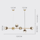 Modern brass glass ball metal pendant light kitchen bar 5 globe