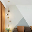 Modern brass glass ball metal pendant light kitchen bar 5 globe