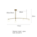 Modern brass glass ball pendant chandelier dining room arc light