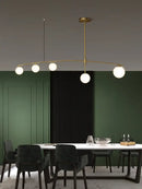 Modern brass glass ball pendant chandelier dining room arc light