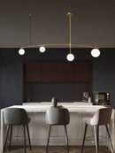 Modern brass glass ball pendant chandelier dining room arc light