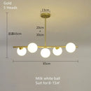 Modern brass glass ball pendant chandelier dining room led light