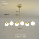 Modern brass glass ball pendant chandelier dining room led light