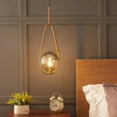 Modern brass glass ball pendant lighting bedroom globe light