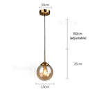 Modern brass glass ball pendant lights dining room 3 pack