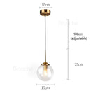 Modern brass glass ball pendant lights dining room 3 pack