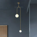 Modern brass glass ball pendant lights dining room frosted globes
