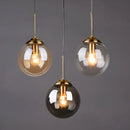 Modern brass glass ball pendant set bedroom lighting