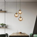 Modern brass glass ball pendant set bedroom lighting