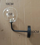 Modern brass glass ball wall lamp bedroom amber globe lighting