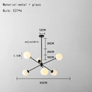 Modern brass glass chandelier with clear glass shades for dining room