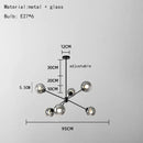Modern brass glass chandelier with clear glass shades for dining room