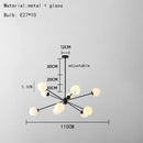 Modern brass glass chandelier with clear glass shades for dining room
