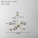 Modern brass glass chandelier with clear glass shades for dining room