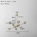 Modern brass glass chandelier with clear glass shades for dining room