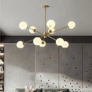 Modern brass glass chandelier with clear glass shades for dining room