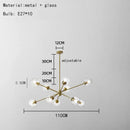 Modern brass glass chandelier with clear glass shades for dining room