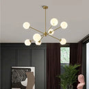 Modern brass glass chandelier with clear glass shades for dining room