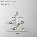Modern brass glass chandelier with clear glass shades for dining room