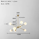 Modern brass glass chandelier with clear glass shades for dining room