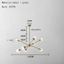 Modern brass glass chandelier with clear glass shades for dining room