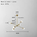 Modern brass glass chandelier with clear glass shades for dining room