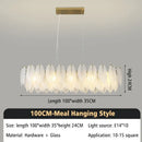 Modern brass glass feather chandelier for dining room